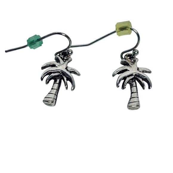 Best Silver Tone Snake Chain Necklace With Palm Tree Pendant & Earrings (5818) - Picture 10 of 10